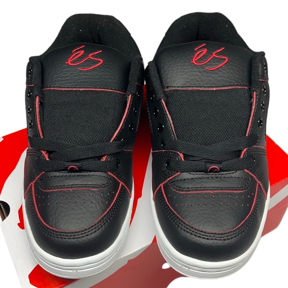 ES ACCEL OG retro black and red all leather chunky skateboarding shoes - Picture 5 of 11